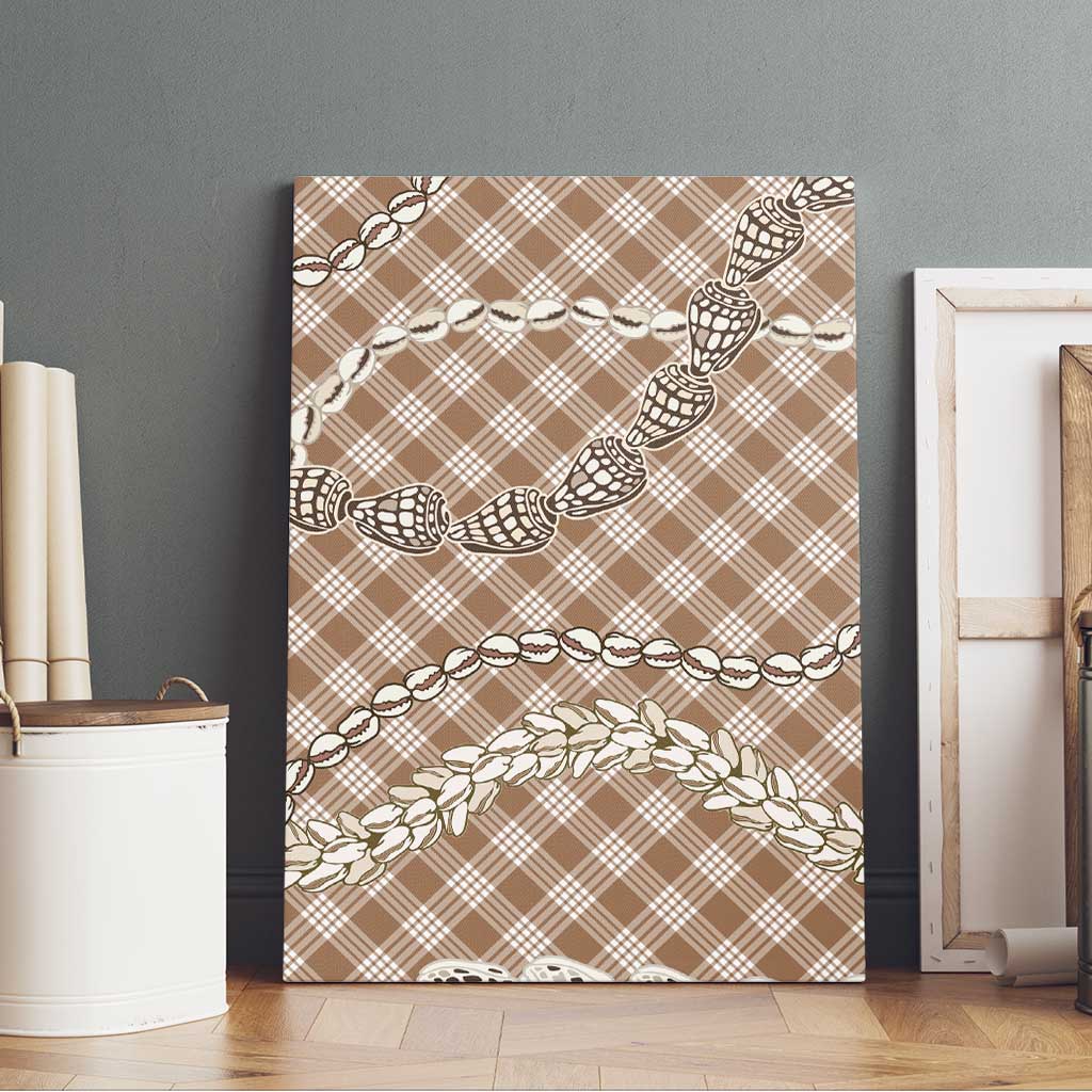 Brown Aloha Hawaii Shell Lei Canvas Wall Art Palaka Hebrew Cone Honey Cowrie Elegant Curves - Polynesian Pride