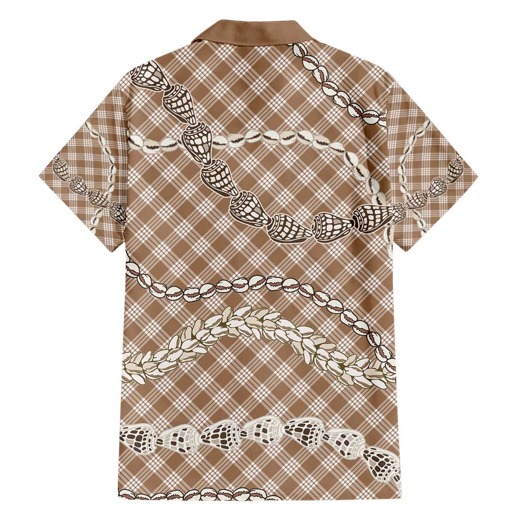 Brown Aloha Hawaii Shell Lei Hawaiian Shirt Palaka Hebrew Cone Honey Cowrie Elegant Curves - Polynesian Pride