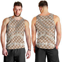 Brown Aloha Hawaii Shell Lei Men Tank Top Palaka Hebrew Cone Honey Cowrie Elegant Curves - Polynesian Pride