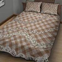 Brown Aloha Hawaii Shell Lei Quilt Bed Set Palaka Hebrew Cone Honey Cowrie Elegant Curves - Polynesian Pride