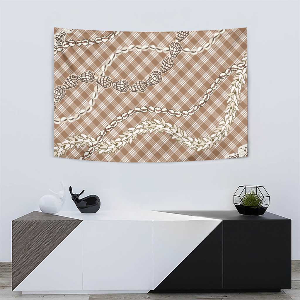 Brown Aloha Hawaii Shell Lei Tapestry Palaka Hebrew Cone Honey Cowrie Elegant Curves - Polynesian Pride