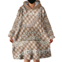 Brown Aloha Hawaii Shell Lei Wearable Blanket Hoodie Palaka Hebrew Cone Honey Cowrie Elegant Curves - Polynesian Pride