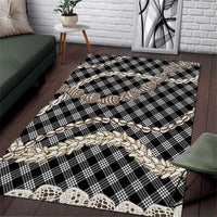 Black Aloha Hawaii Shell Lei Area Rug Palaka Hebrew Cone Honey Cowrie Elegant Curves - Polynesian Pride