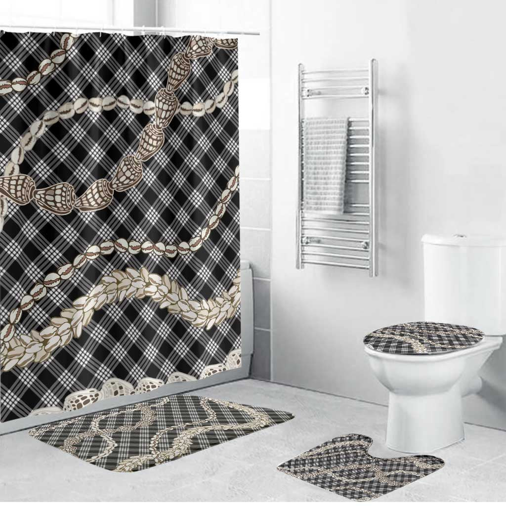 Black Aloha Hawaii Shell Lei Bathroom Set Palaka Hebrew Cone Honey Cowrie Elegant Curves - Polynesian Pride