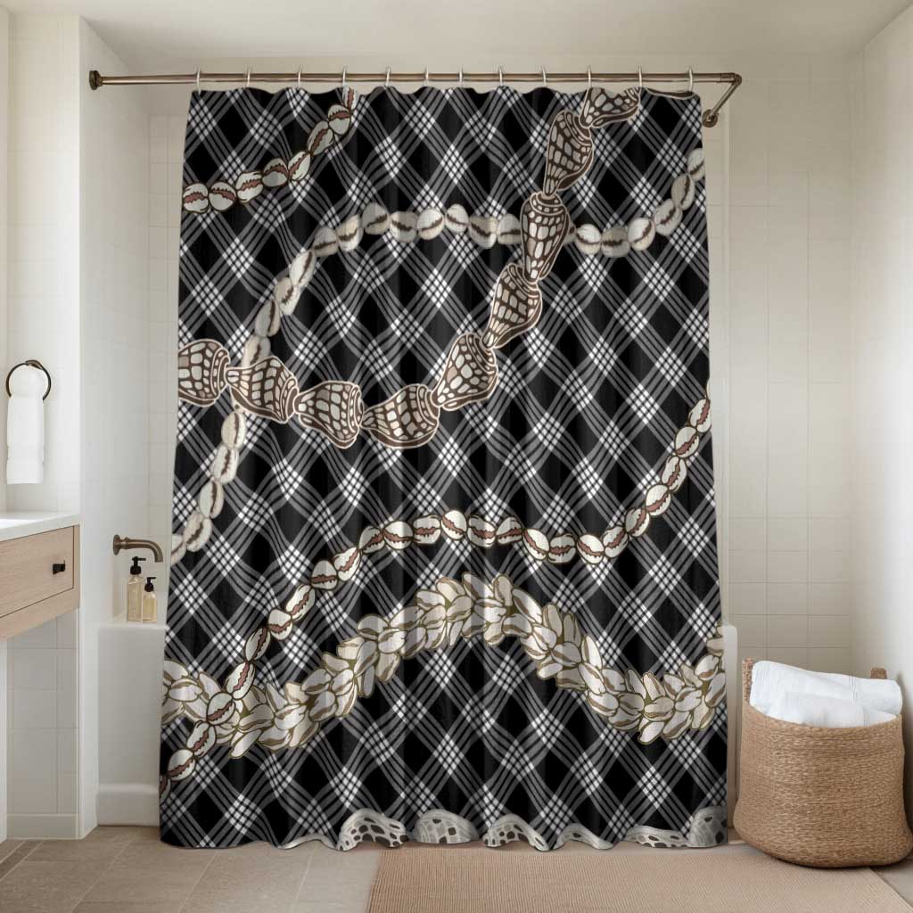 Black Aloha Hawaii Shell Lei Bathroom Set Palaka Hebrew Cone Honey Cowrie Elegant Curves - Polynesian Pride