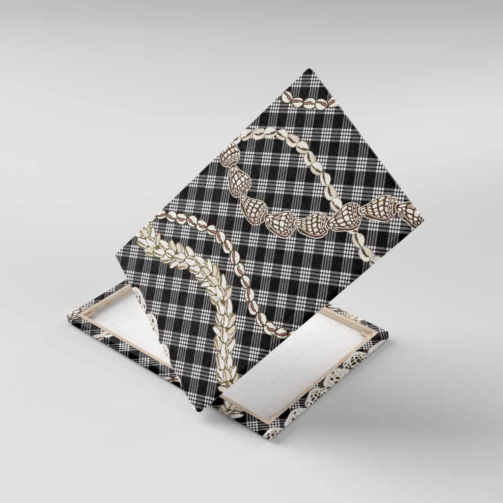 Black Aloha Hawaii Shell Lei Canvas Wall Art Palaka Hebrew Cone Honey Cowrie Elegant Curves - Polynesian Pride