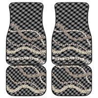 Black Aloha Hawaii Shell Lei Car Mats Palaka Hebrew Cone Honey Cowrie Elegant Curves - Polynesian Pride