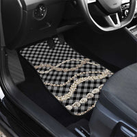 Black Aloha Hawaii Shell Lei Car Mats Palaka Hebrew Cone Honey Cowrie Elegant Curves - Polynesian Pride
