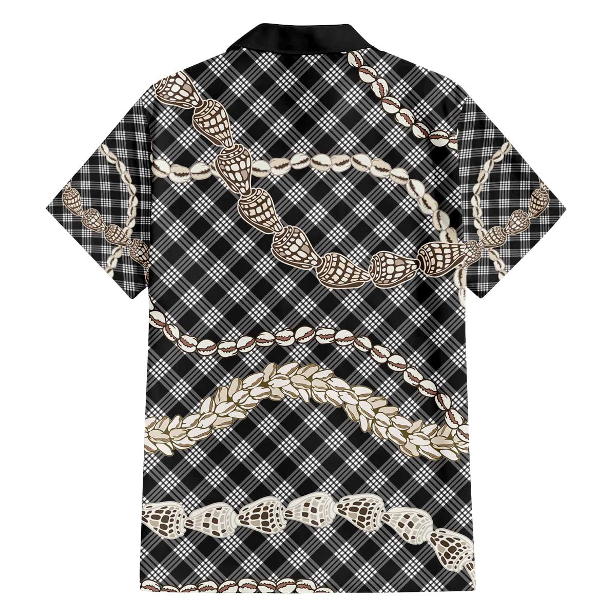 Black Aloha Hawaii Shell Lei Family Matching Off The Shoulder Long Sleeve Dress and Hawaiian Shirt Palaka Hebrew Cone Honey Cowrie Elegant Curves - Polynesian Pride