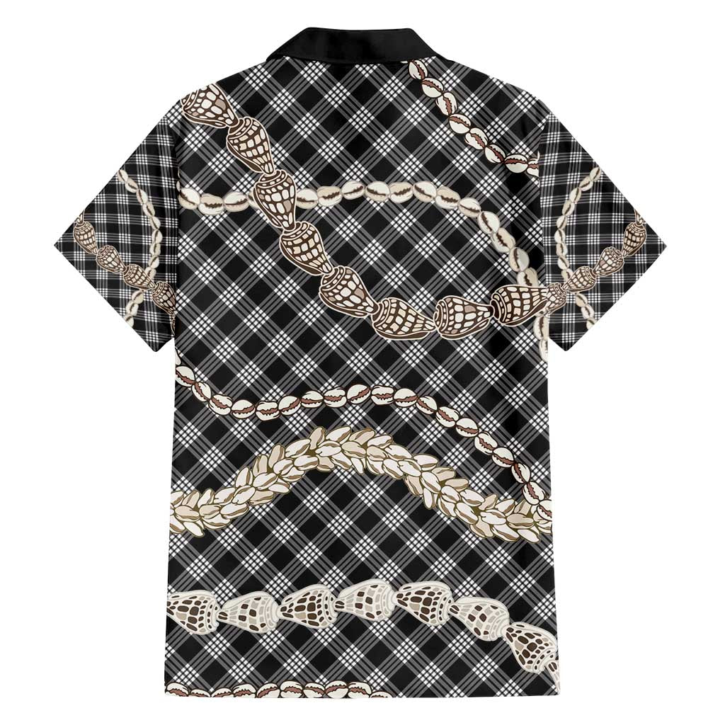 Black Aloha Hawaii Shell Lei Family Matching Tank Maxi Dress and Hawaiian Shirt Palaka Hebrew Cone Honey Cowrie Elegant Curves - Polynesian Pride