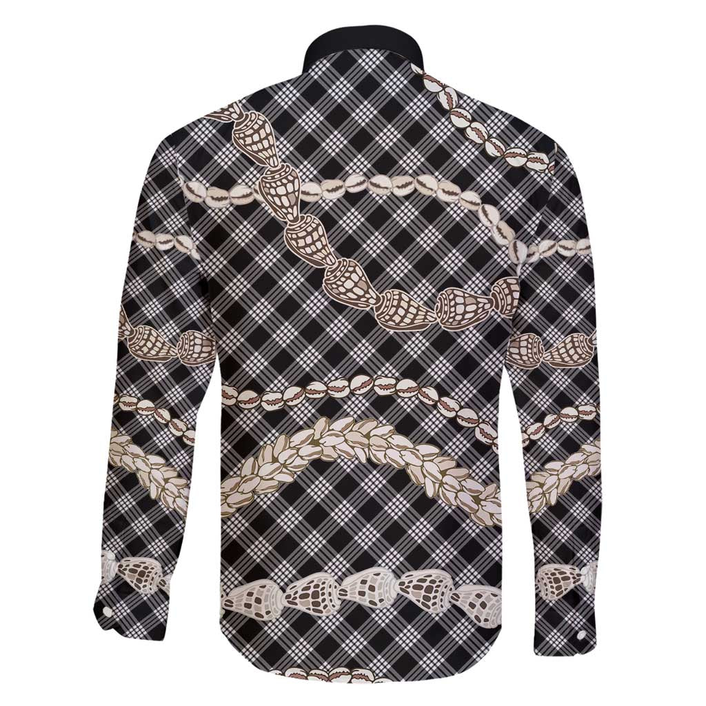 Black Aloha Hawaii Shell Lei Family Matching Tank Maxi Dress and Hawaiian Shirt Palaka Hebrew Cone Honey Cowrie Elegant Curves - Polynesian Pride