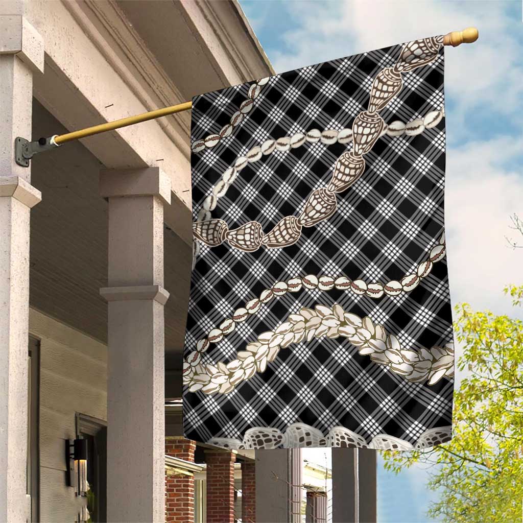 Black Aloha Hawaii Shell Lei Garden Flag Palaka Hebrew Cone Honey Cowrie Elegant Curves - Polynesian Pride