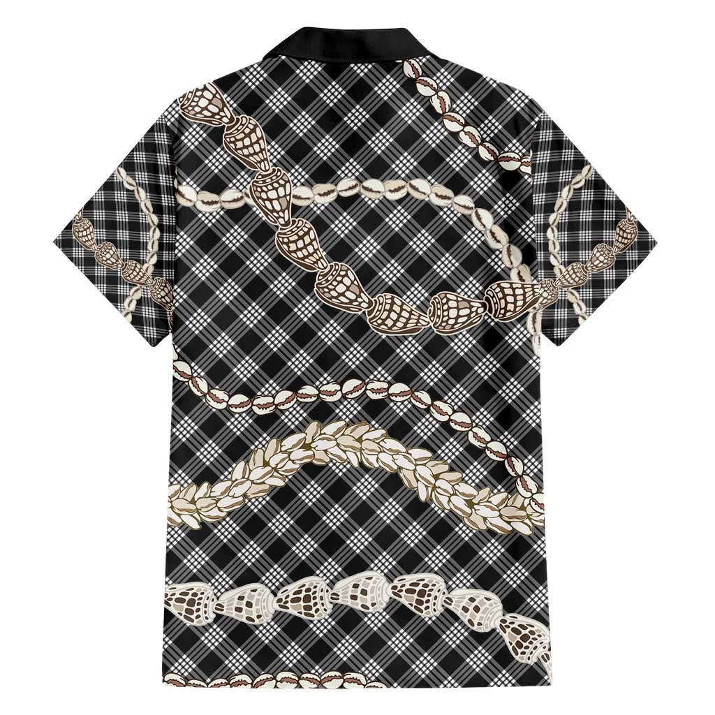 Black Aloha Hawaii Shell Lei Hawaiian Shirt Palaka Hebrew Cone Honey Cowrie Elegant Curves - Polynesian Pride