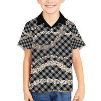 Black Aloha Hawaii Shell Lei Kid Hawaiian Shirt Palaka Hebrew Cone Honey Cowrie Elegant Curves - Polynesian Pride