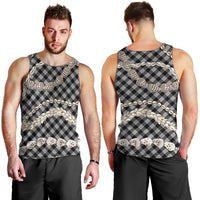 Black Aloha Hawaii Shell Lei Men Tank Top Palaka Hebrew Cone Honey Cowrie Elegant Curves - Polynesian Pride