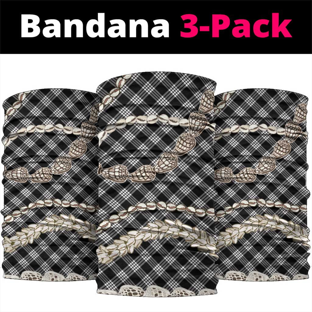 Black Aloha Hawaii Shell Lei Neck Gaiter Palaka Hebrew Cone Honey Cowrie Elegant Curves - Polynesian Pride