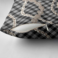 Black Aloha Hawaii Shell Lei Pillow Cover Palaka Hebrew Cone Honey Cowrie Elegant Curves - Polynesian Pride