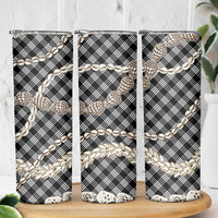 Black Aloha Hawaii Shell Lei Skinny Tumbler Palaka Hebrew Cone Honey Cowrie Elegant Curves - Polynesian Pride