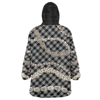 Black Aloha Hawaii Shell Lei Wearable Blanket Hoodie Palaka Hebrew Cone Honey Cowrie Elegant Curves - Polynesian Pride