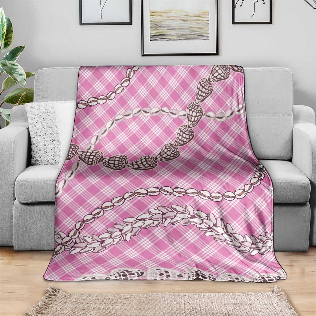 Pink Aloha Hawaii Shell Lei Blanket Palaka Hebrew Cone Honey Cowrie Elegant Curves - Polynesian Pride
