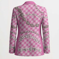 Pink Aloha Hawaii Shell Lei Blazer Palaka Hebrew Cone Honey Cowrie Elegant Curves - Polynesian Pride