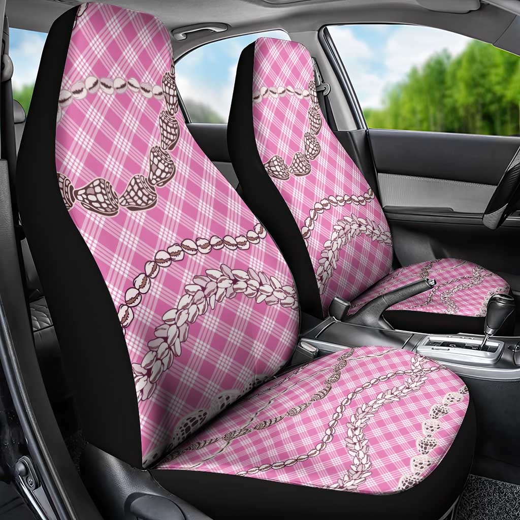 Pink Aloha Hawaii Shell Lei Car Seat Cover Palaka Hebrew Cone Honey Cowrie Elegant Curves - Polynesian Pride