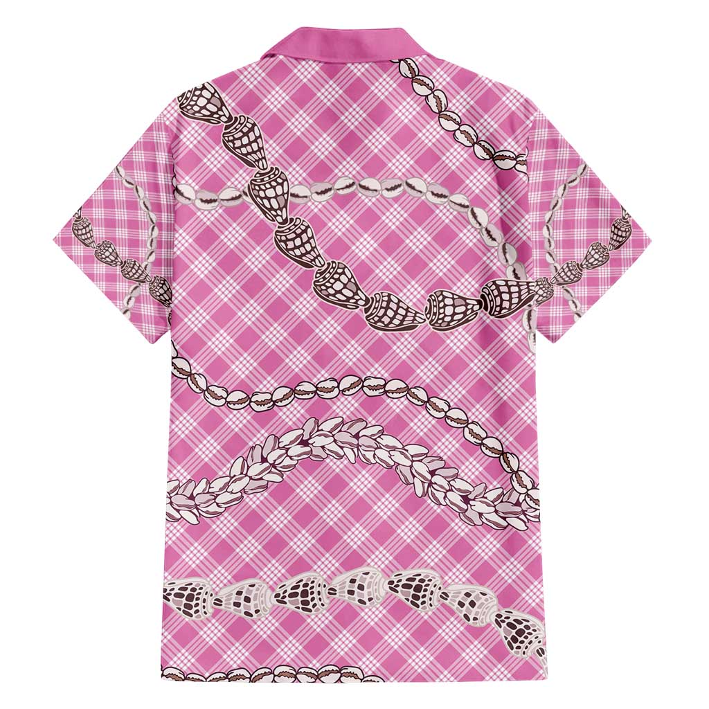 Pink Aloha Hawaii Shell Lei Family Matching Long Sleeve Bodycon Dress and Hawaiian Shirt Palaka Hebrew Cone Honey Cowrie Elegant Curves - Polynesian Pride