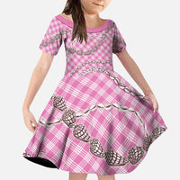 Pink Aloha Hawaii Shell Lei Family Matching Puletasi and Hawaiian Shirt Palaka Hebrew Cone Honey Cowrie Elegant Curves - Polynesian Pride