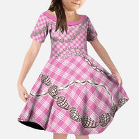 Pink Aloha Hawaii Shell Lei Family Matching Summer Maxi Dress and Hawaiian Shirt Palaka Hebrew Cone Honey Cowrie Elegant Curves - Polynesian Pride