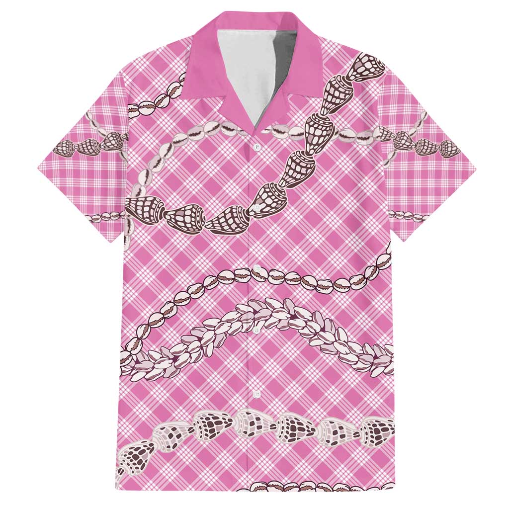 Pink Aloha Hawaii Shell Lei Family Matching Tank Maxi Dress and Hawaiian Shirt Palaka Hebrew Cone Honey Cowrie Elegant Curves - Polynesian Pride