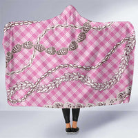 Pink Aloha Hawaii Shell Lei Hooded Blanket Palaka Hebrew Cone Honey Cowrie Elegant Curves - Polynesian Pride