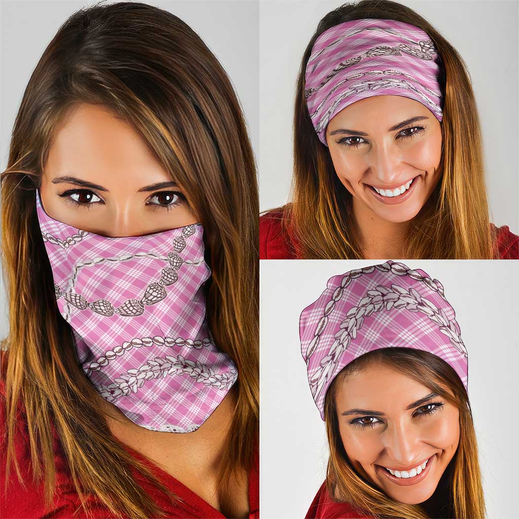 Pink Aloha Hawaii Shell Lei Neck Gaiter Palaka Hebrew Cone Honey Cowrie Elegant Curves - Polynesian Pride