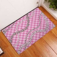 Pink Aloha Hawaii Shell Lei Rubber Doormat Palaka Hebrew Cone Honey Cowrie Elegant Curves - Polynesian Pride