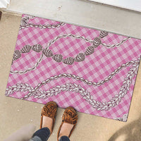 Pink Aloha Hawaii Shell Lei Rubber Doormat Palaka Hebrew Cone Honey Cowrie Elegant Curves - Polynesian Pride
