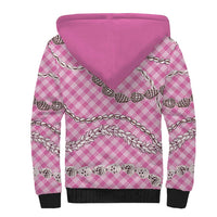 Pink Aloha Hawaii Shell Lei Sherpa Hoodie Palaka Hebrew Cone Honey Cowrie Elegant Curves - Polynesian Pride