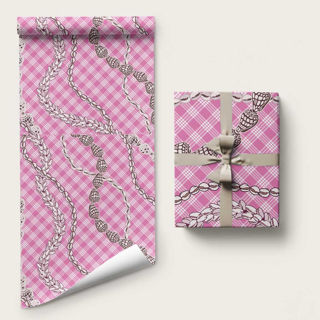 Pink Aloha Hawaii Shell Lei Wrapping Paper Palaka Hebrew Cone Honey Cowrie Elegant Curves - Polynesian Pride