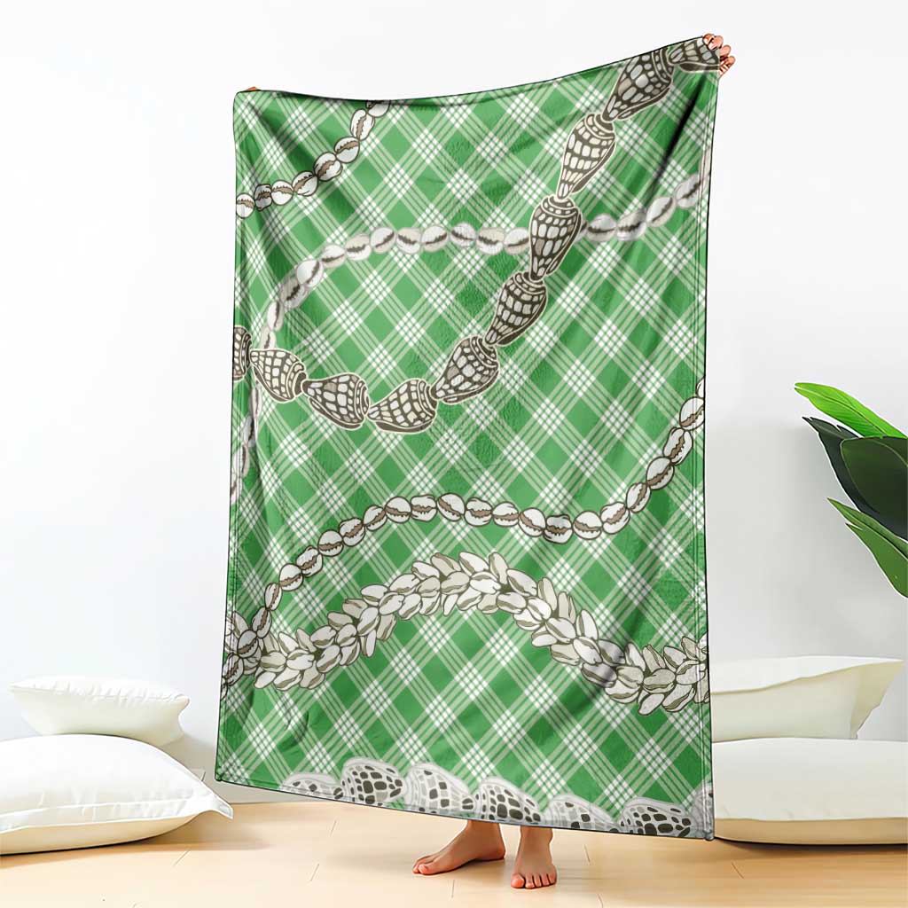 Green Aloha Hawaii Shell Lei Blanket Palaka Hebrew Cone Honey Cowrie Elegant Curves LT14 - Polynesian Pride