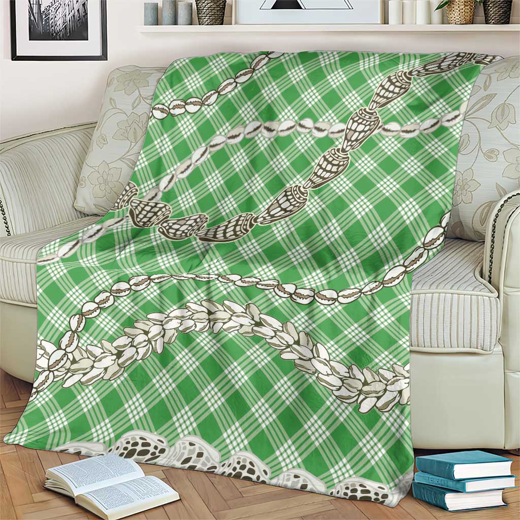 Green Aloha Hawaii Shell Lei Blanket Palaka Hebrew Cone Honey Cowrie Elegant Curves LT14 - Polynesian Pride