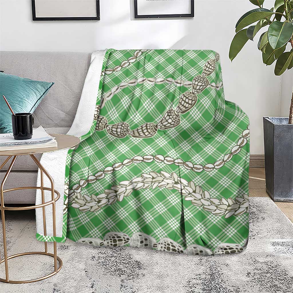 Green Aloha Hawaii Shell Lei Blanket Palaka Hebrew Cone Honey Cowrie Elegant Curves LT14 - Polynesian Pride