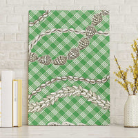 Green Aloha Hawaii Shell Lei Canvas Wall Art Palaka Hebrew Cone Honey Cowrie Elegant Curves - Polynesian Pride