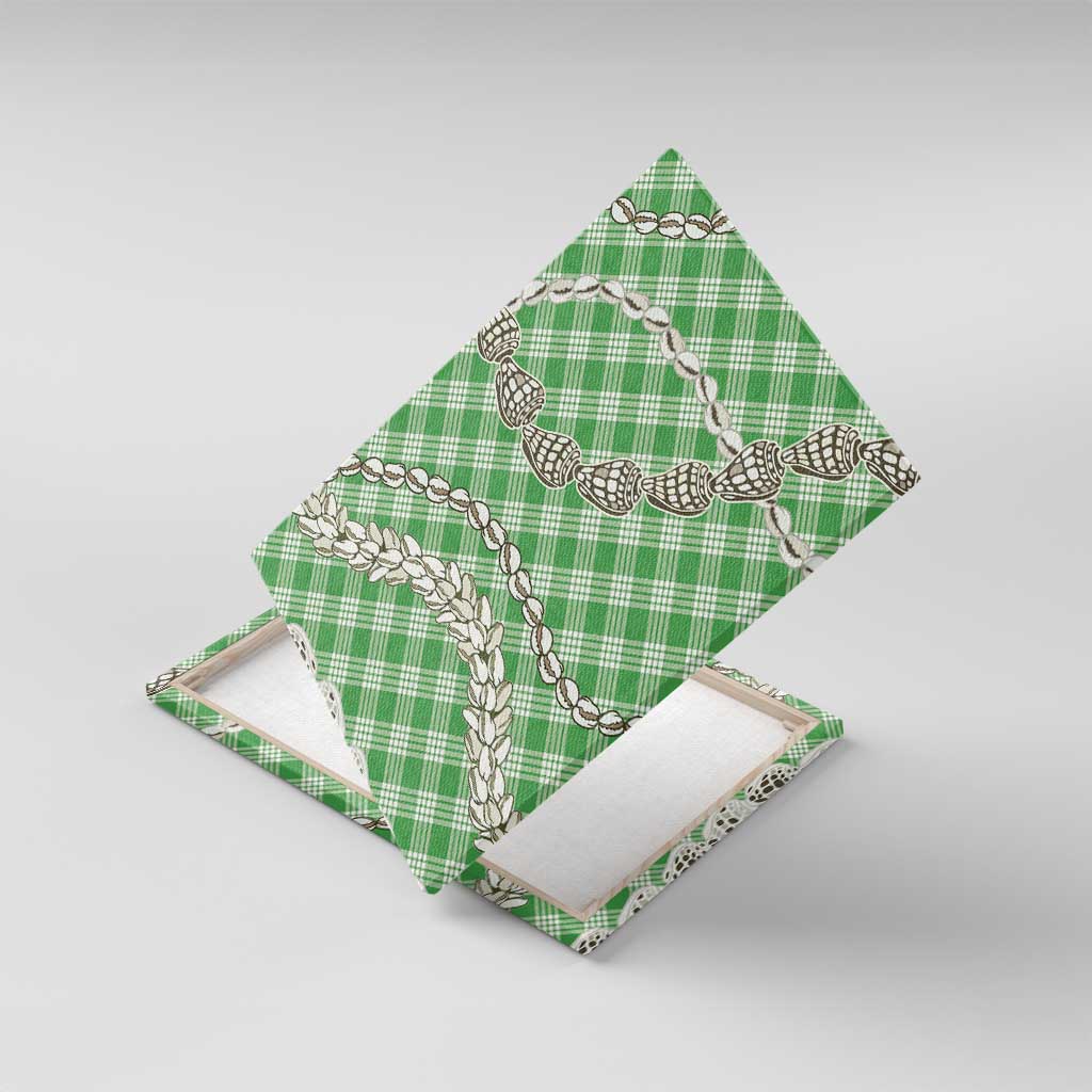 Green Aloha Hawaii Shell Lei Canvas Wall Art Palaka Hebrew Cone Honey Cowrie Elegant Curves - Polynesian Pride