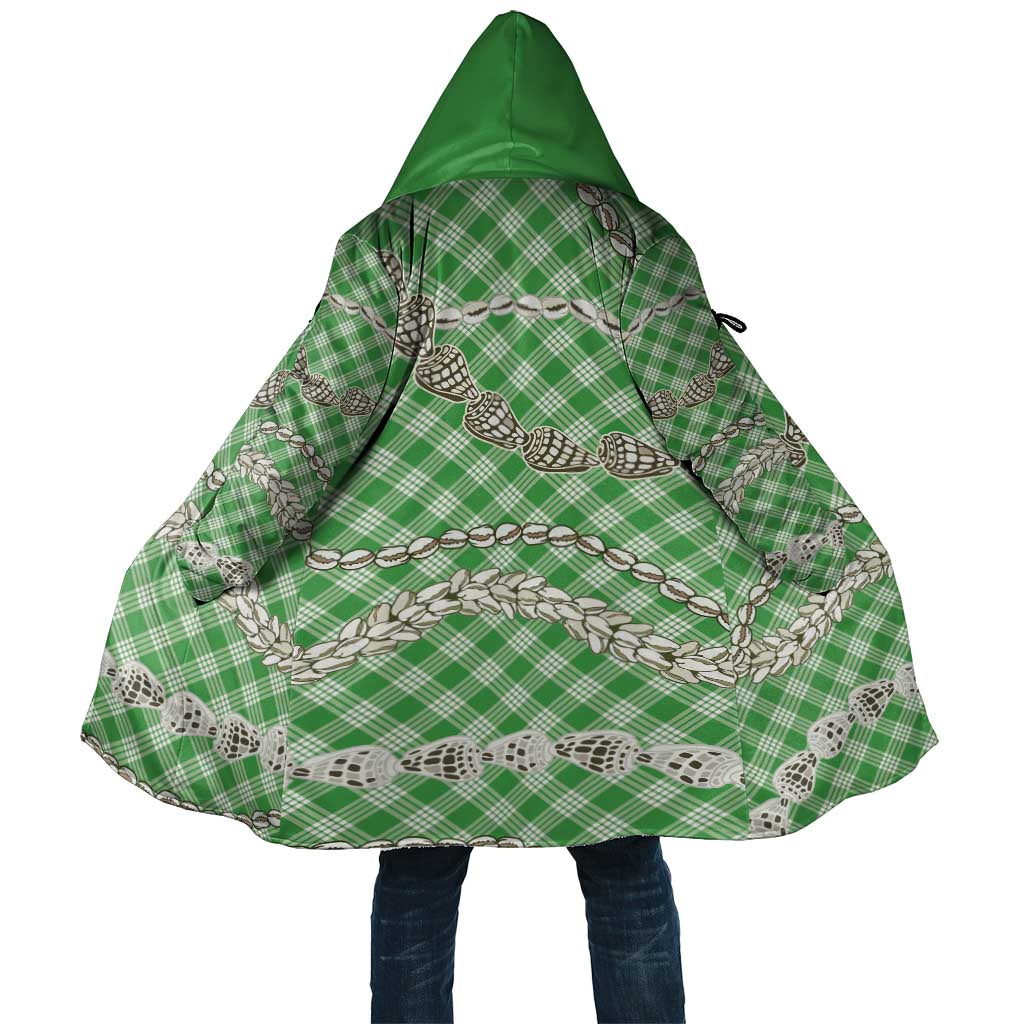 Green Aloha Hawaii Shell Lei Cloak Palaka Hebrew Cone Honey Cowrie Elegant Curves - Polynesian Pride