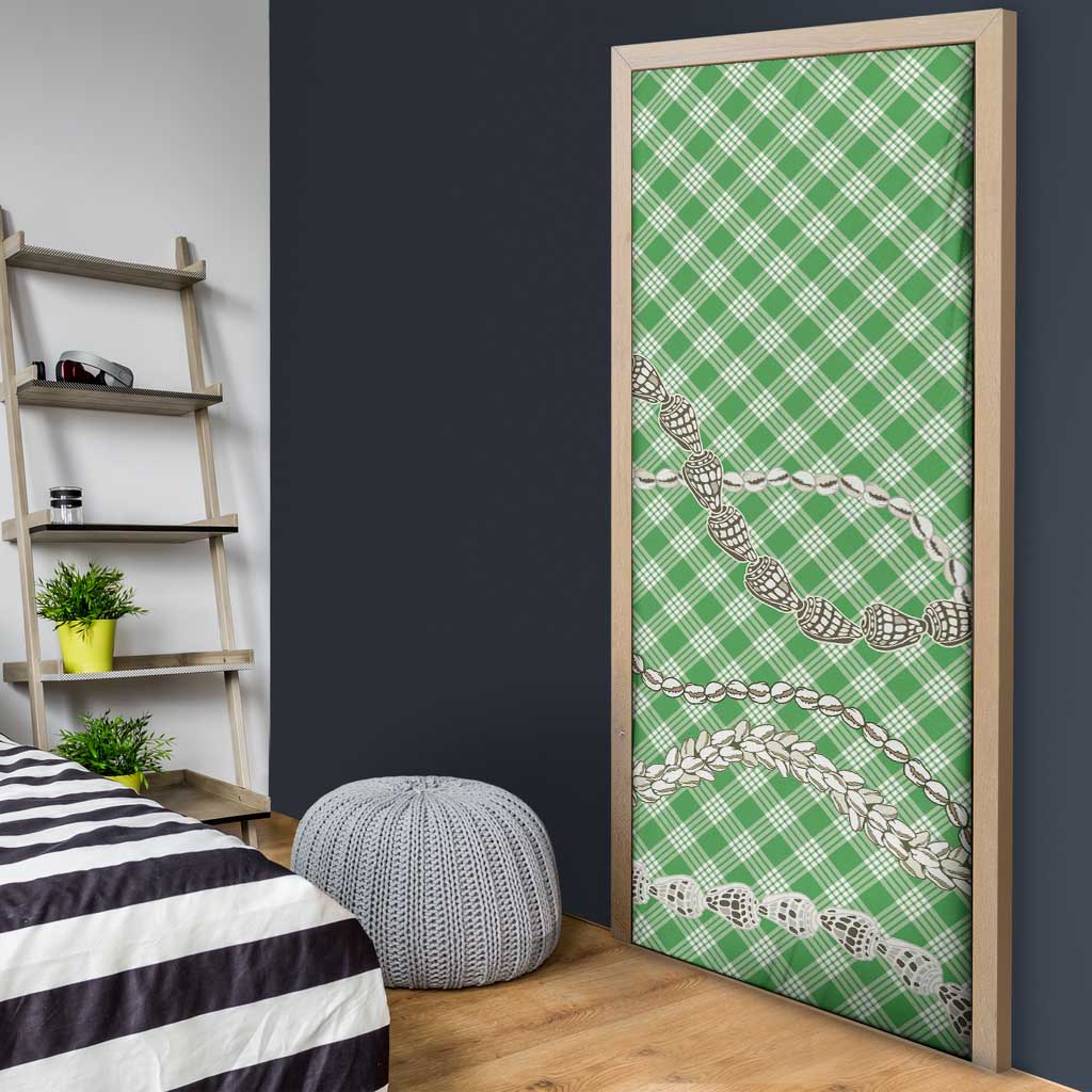 Green Aloha Hawaii Shell Lei Door Cover Palaka Hebrew Cone Honey Cowrie Elegant Curves - Polynesian Pride