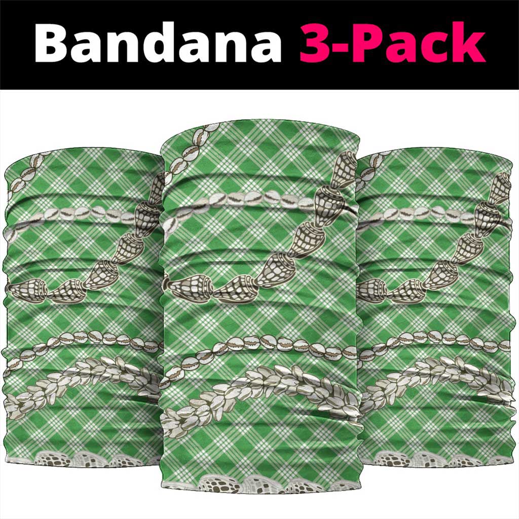Green Aloha Hawaii Shell Lei Neck Gaiter Palaka Hebrew Cone Honey Cowrie Elegant Curves - Polynesian Pride
