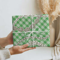 Green Aloha Hawaii Shell Lei Wrapping Paper Palaka Hebrew Cone Honey Cowrie Elegant Curves - Polynesian Pride