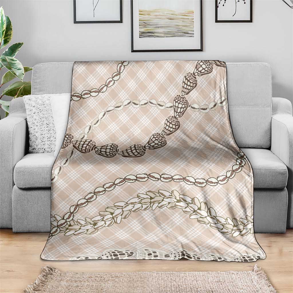 Beige Aloha Hawaii Shell Lei Blanket Palaka Hebrew Cone Honey Cowrie Elegant Curves - Polynesian Pride