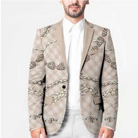 Beige Aloha Hawaii Shell Lei Blazer Palaka Hebrew Cone Honey Cowrie Elegant Curves - Polynesian Pride