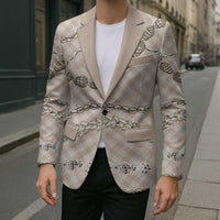 Beige Aloha Hawaii Shell Lei Blazer Palaka Hebrew Cone Honey Cowrie Elegant Curves - Polynesian Pride