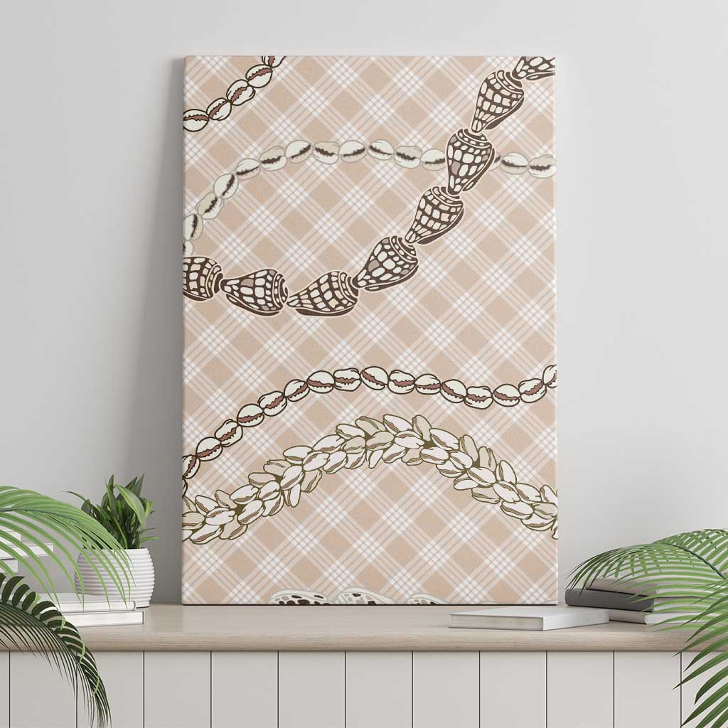 Beige Aloha Hawaii Shell Lei Canvas Wall Art Palaka Hebrew Cone Honey Cowrie Elegant Curves - Polynesian Pride