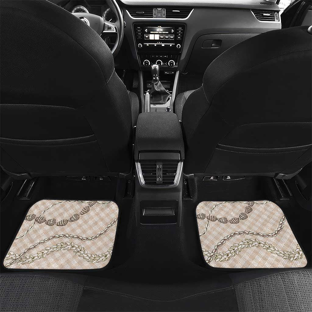 Beige Aloha Hawaii Shell Lei Car Mats Palaka Hebrew Cone Honey Cowrie Elegant Curves - Polynesian Pride